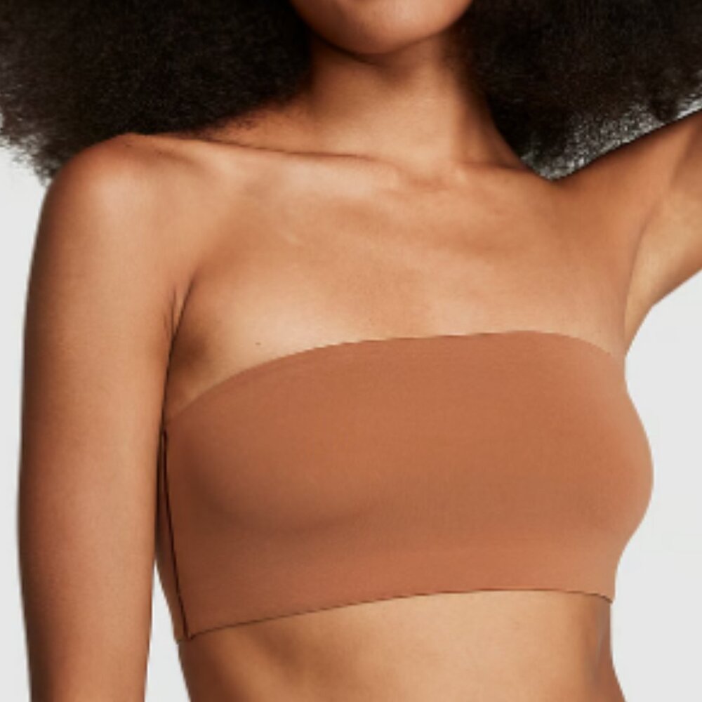 Victoria Secret‎ PINK Large -DD BASE STRETCH BANDEAU BRA- Caramel - XXL